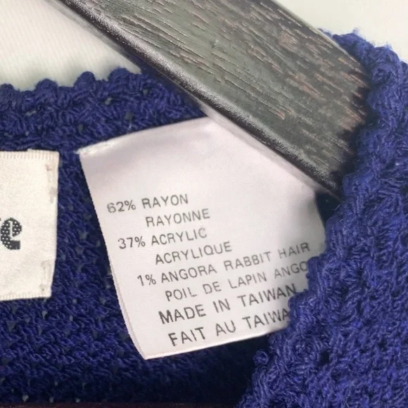 VINTAGE Lara Ferrante Floral Embroidered Purple Angora Blend Sweater - Picture 4 of 16